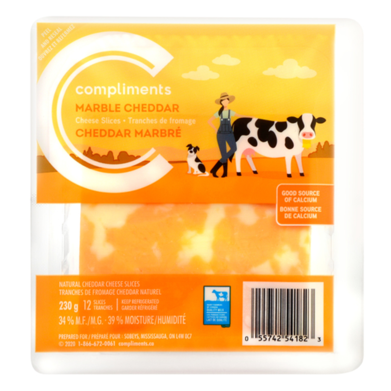 Compliments Marble Cheddar Cheese Slices 230g