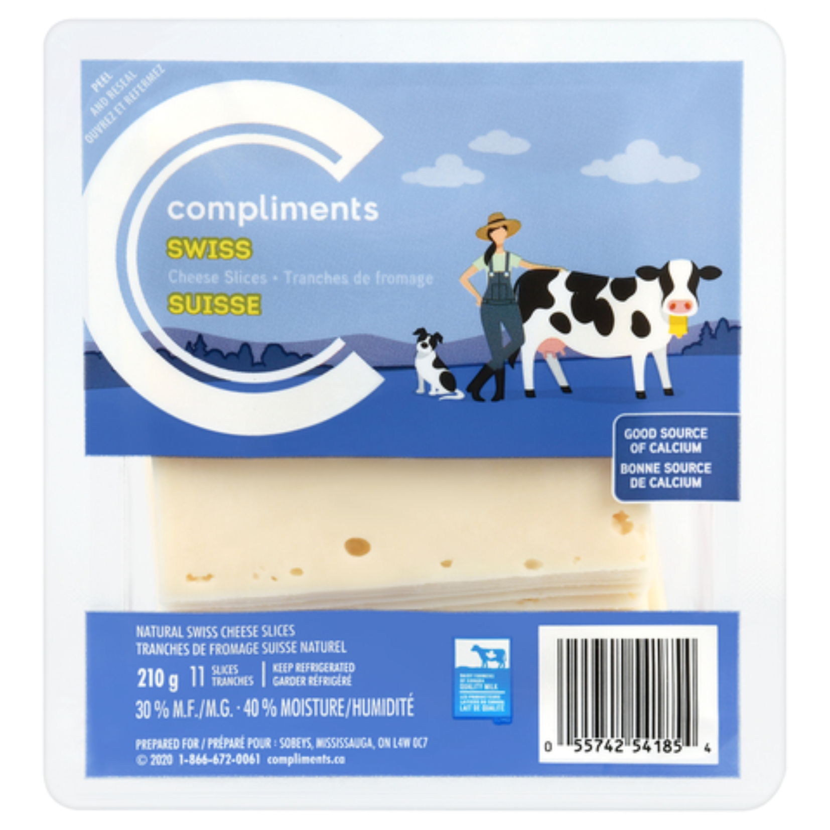 Compliments Swiss Cheese Slices 210g