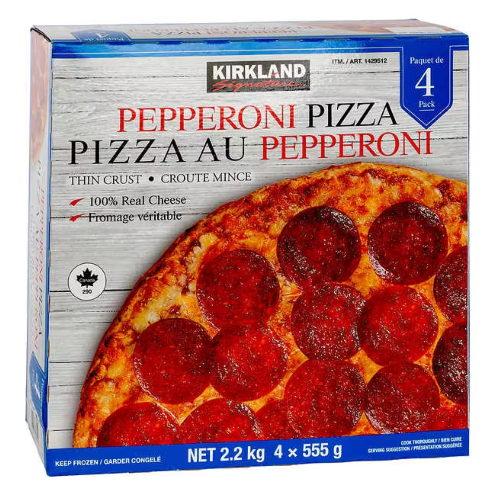Kirkland Signature Frozen Pepperoni Pizzas 555g x 4