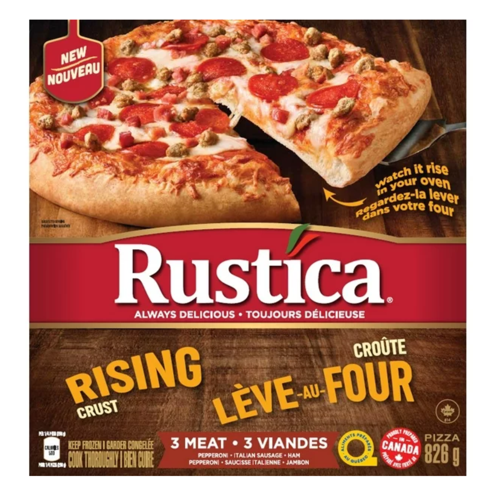 Rustica Rising Crust 3 Meat Pizza 772g