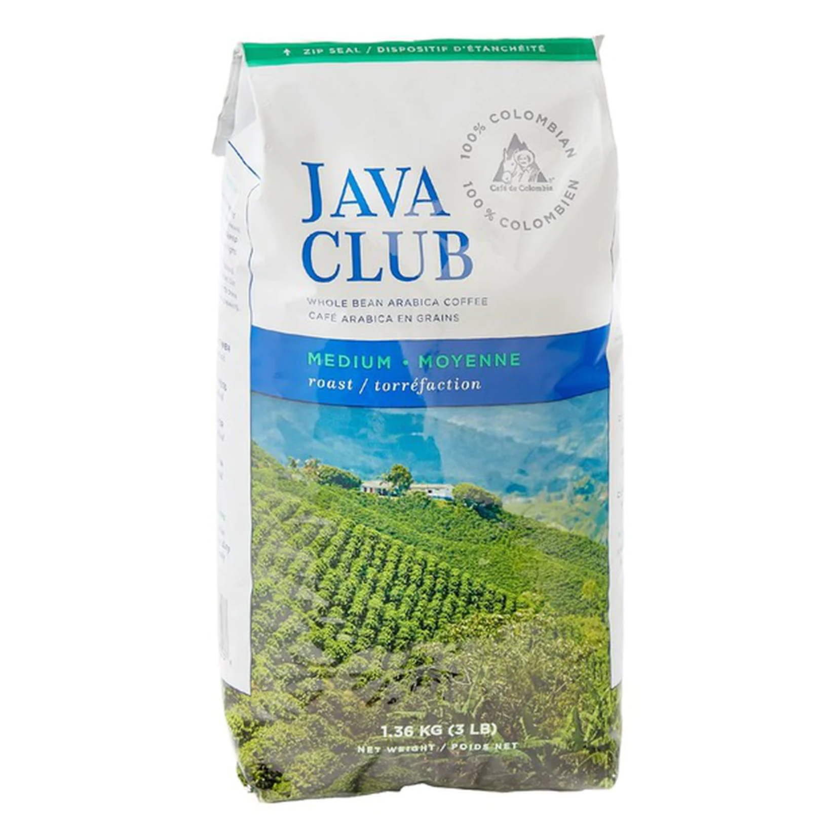 Java Club 100% Colombian Whole Bean Arabica Coffee 1.36kg