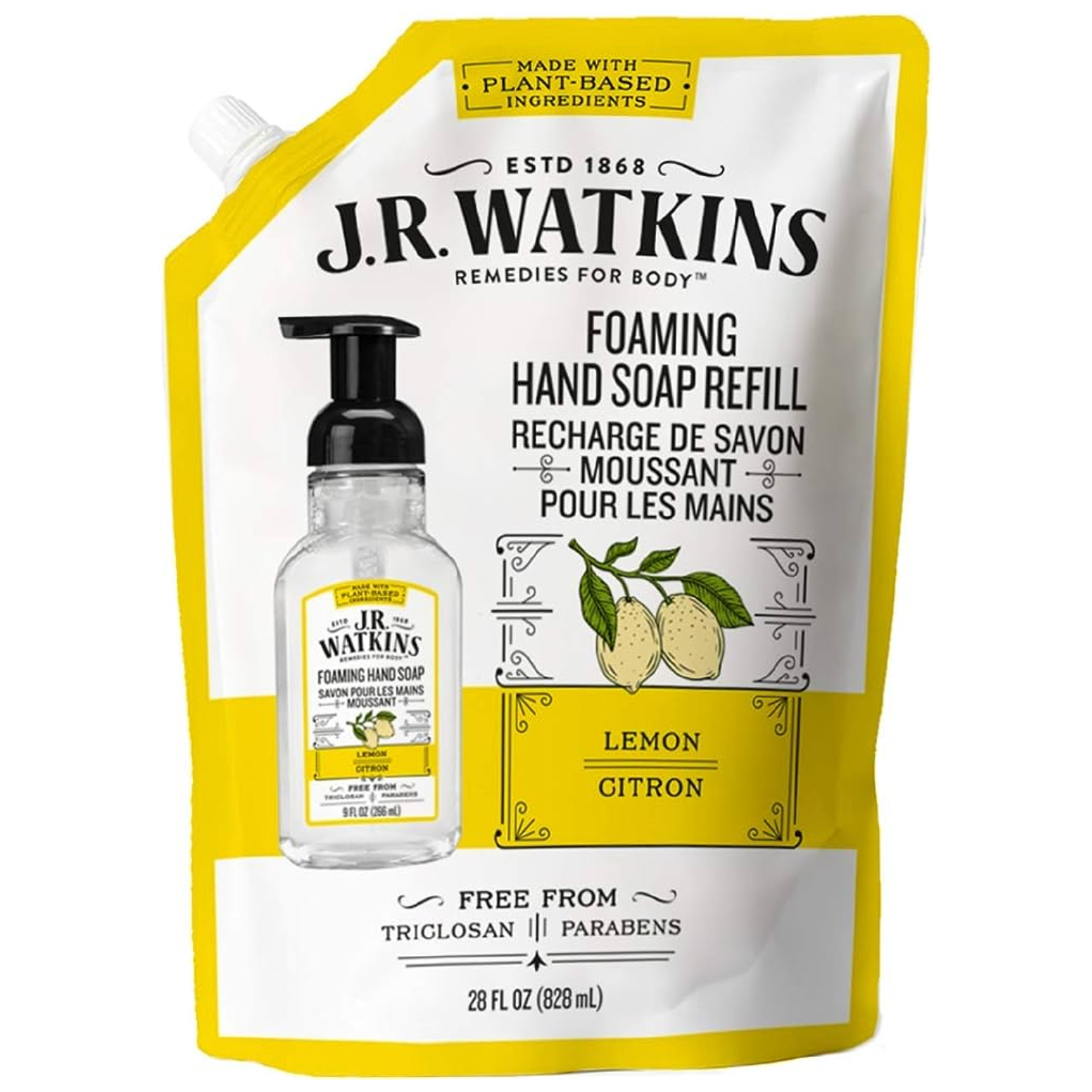 J R Watkins Foaming Lemon Hand Soap Refill 828ml