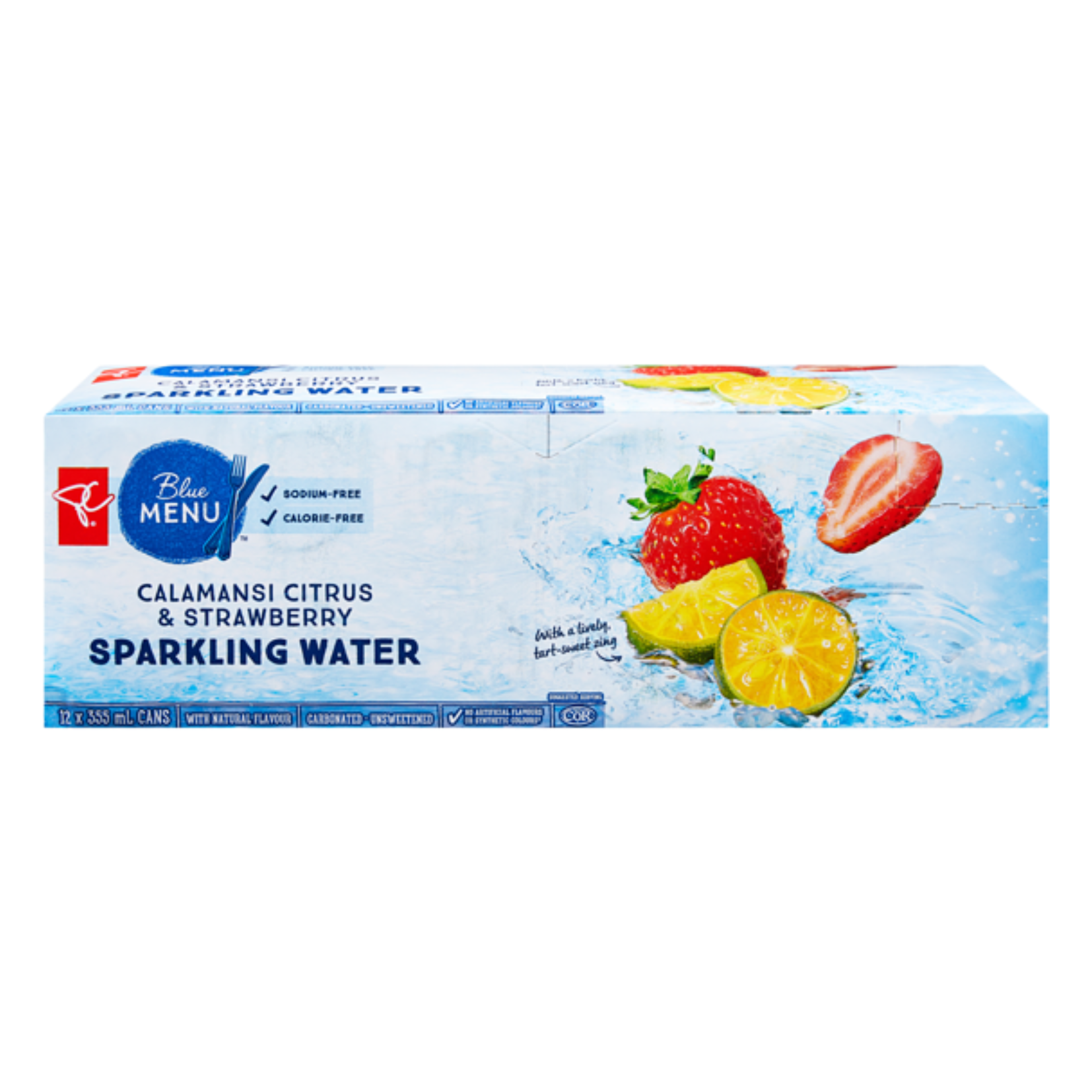 Blue Menu Calamansi Citrus & Strawberry Sparkling Water 355ml x 12