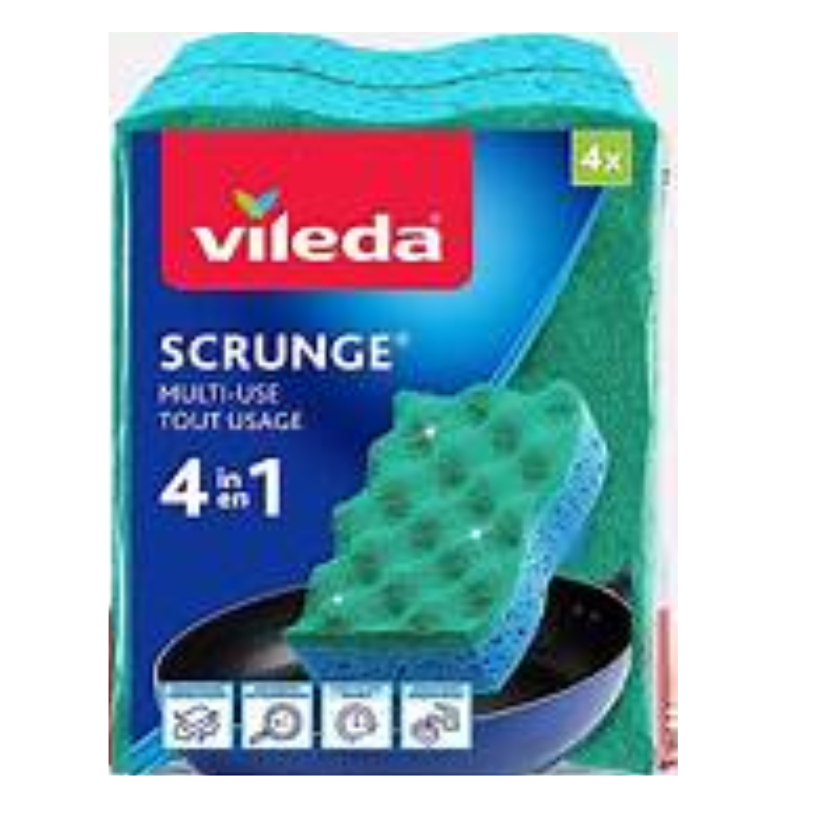 Vileda Scrunge Multi-Use Non Scratch Scrub Sponge 4ct