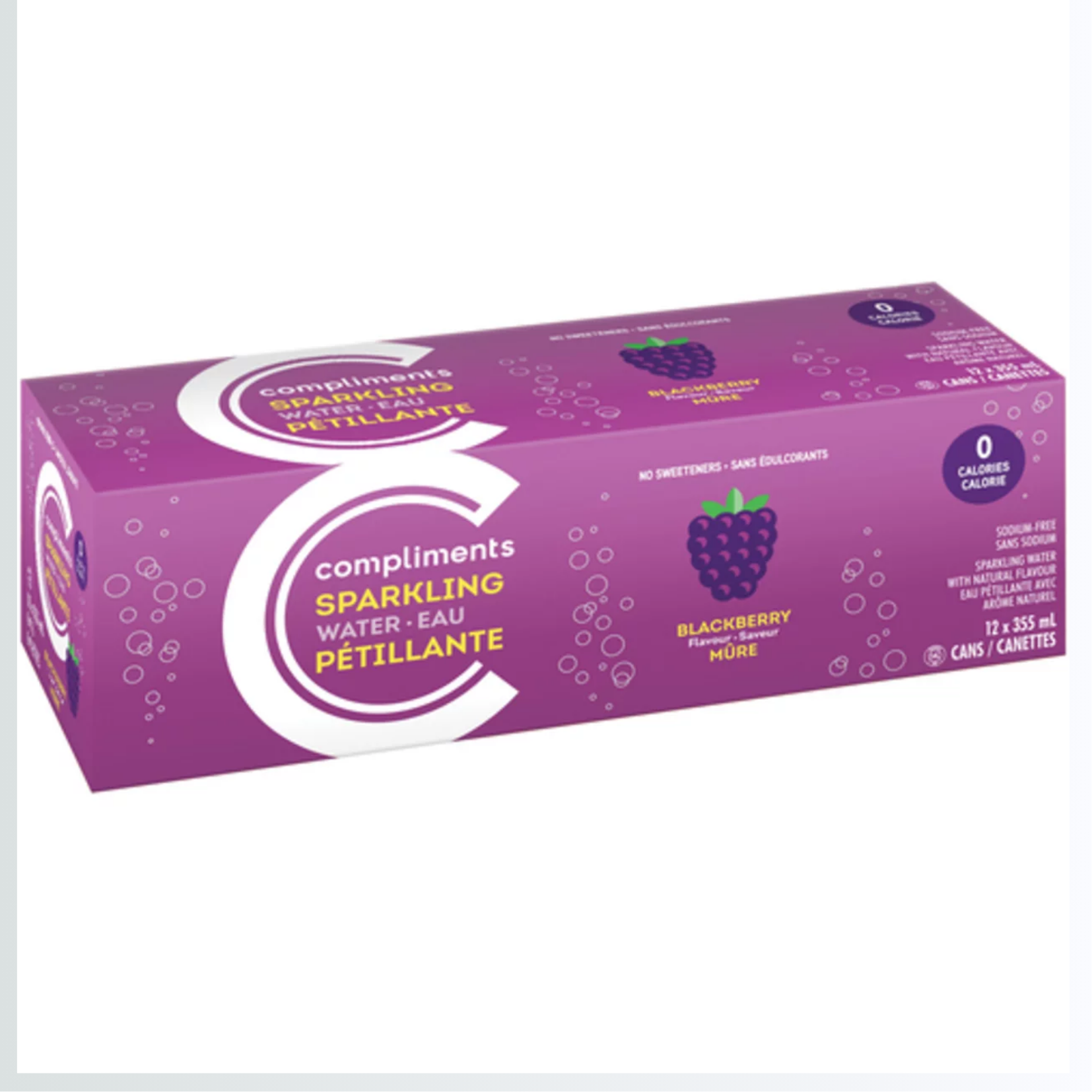 Compliments Blackberry Sparkling Water 355ml x 12