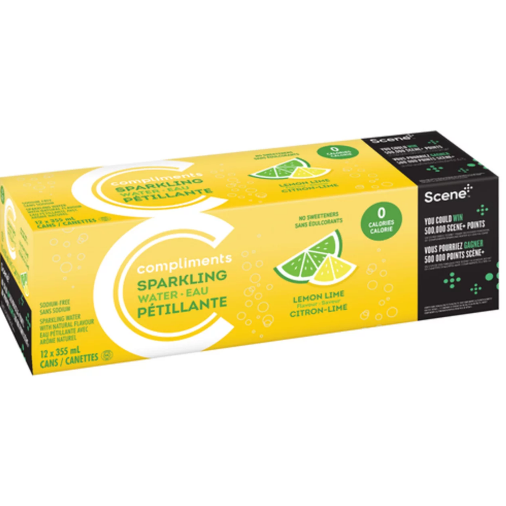 Compliments Lime Sparkling Water 355ml x 12