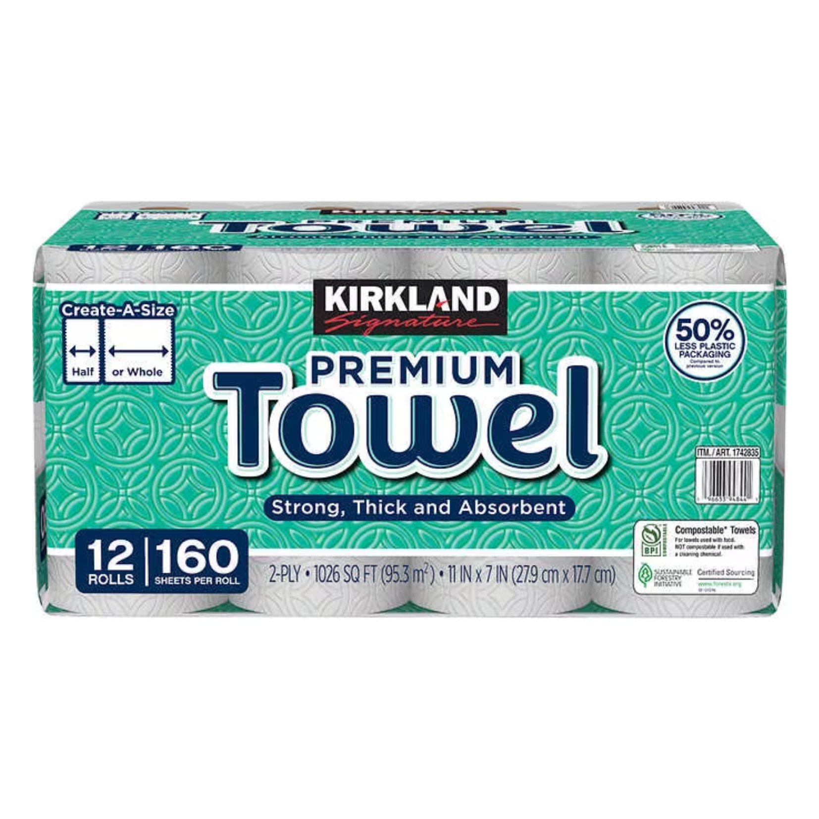 Kirkland 2-Ply 160 Sheet Paper Towel Roll 12ct
