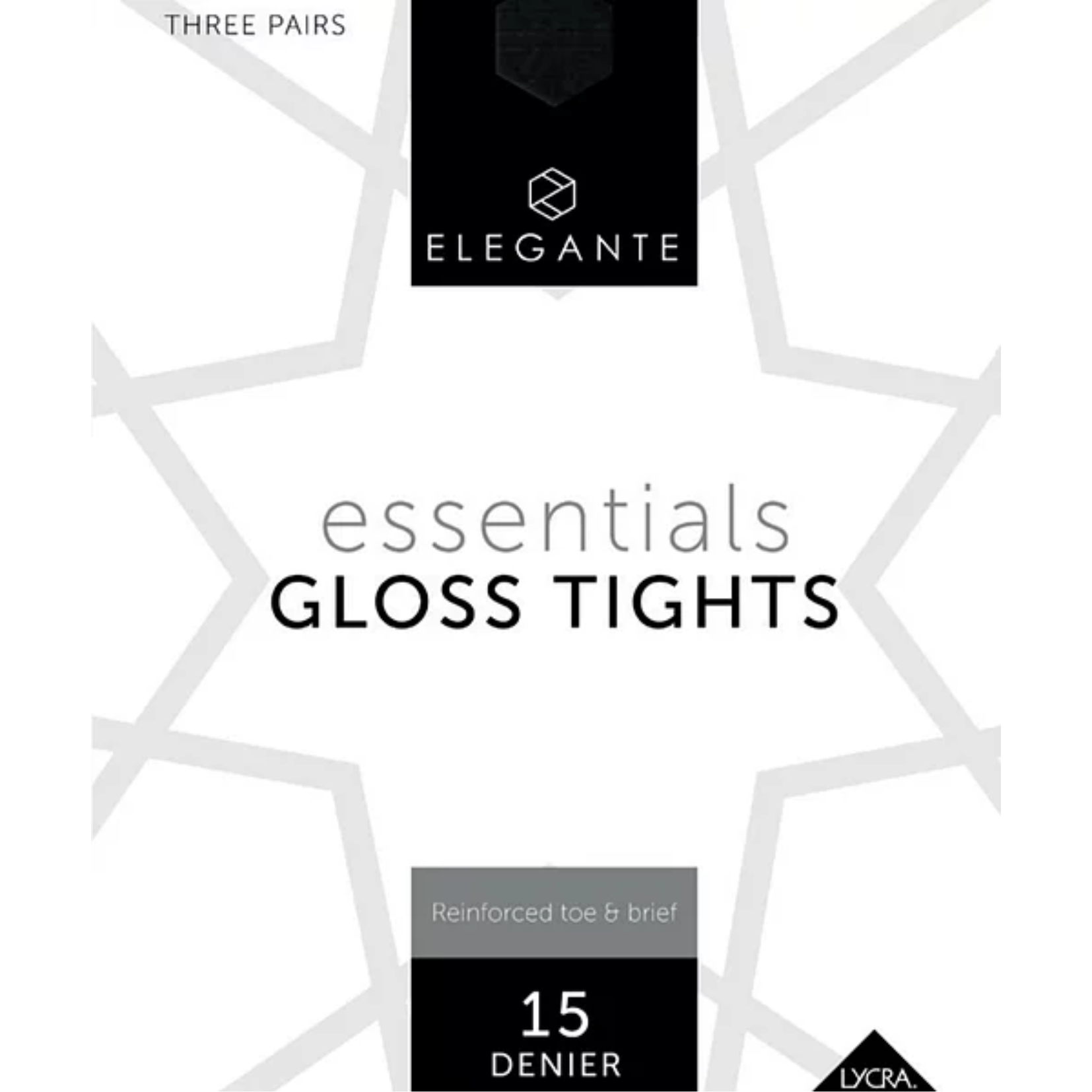 Elegante Black Gloss Tights LG 3ct