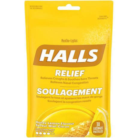 Halls Relief Honey Lemon Lozenges 30ct