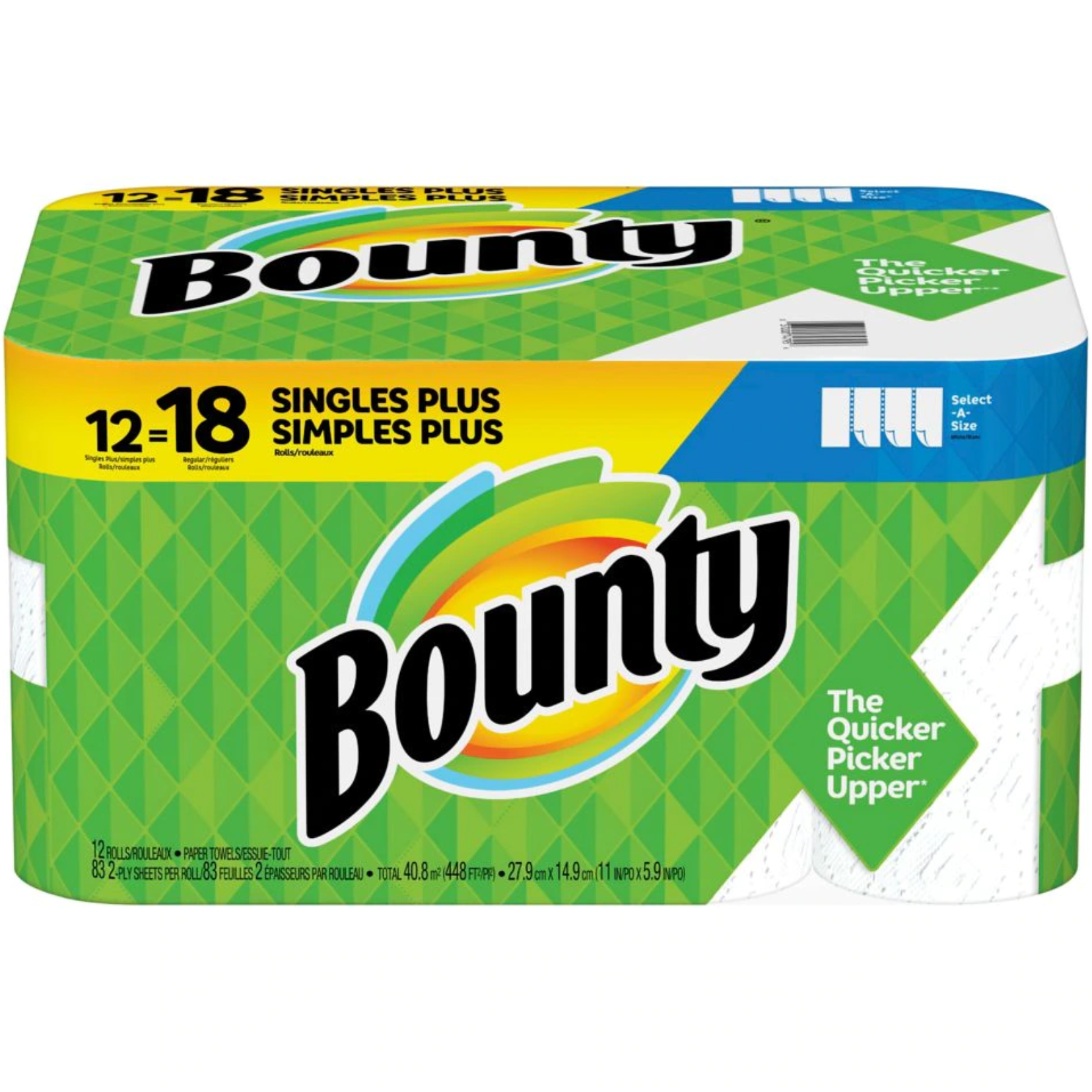 Bounty Plus Select-A-Size Paper Towel Rolls 2-Ply 12ct