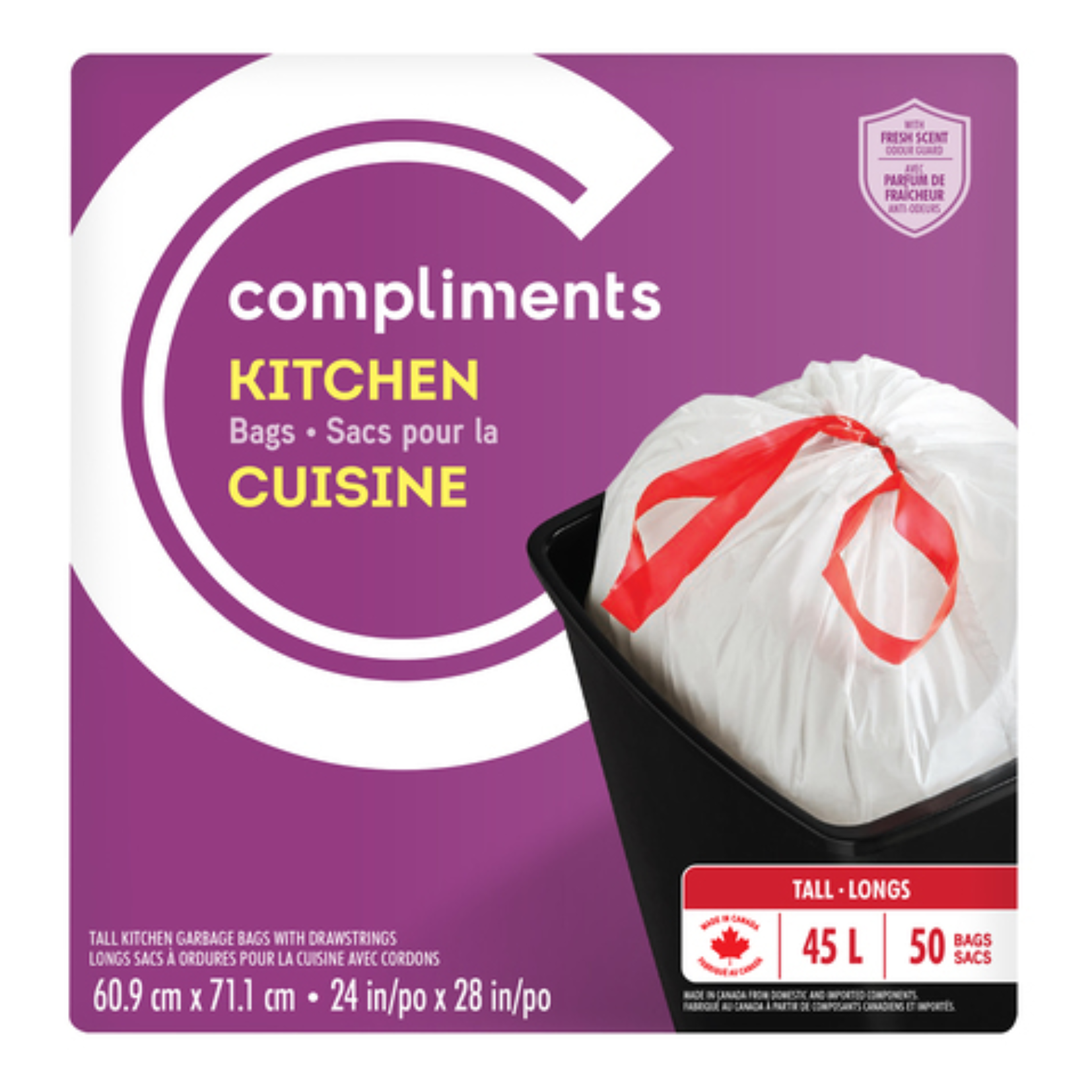 Compliments Kitchen Bags With Drawstring 45L x 50