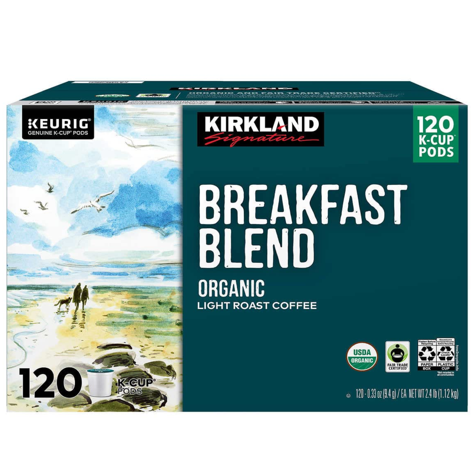 Kirkland Organic Breakfast Blend K-Cup Coffee Pods 120ct