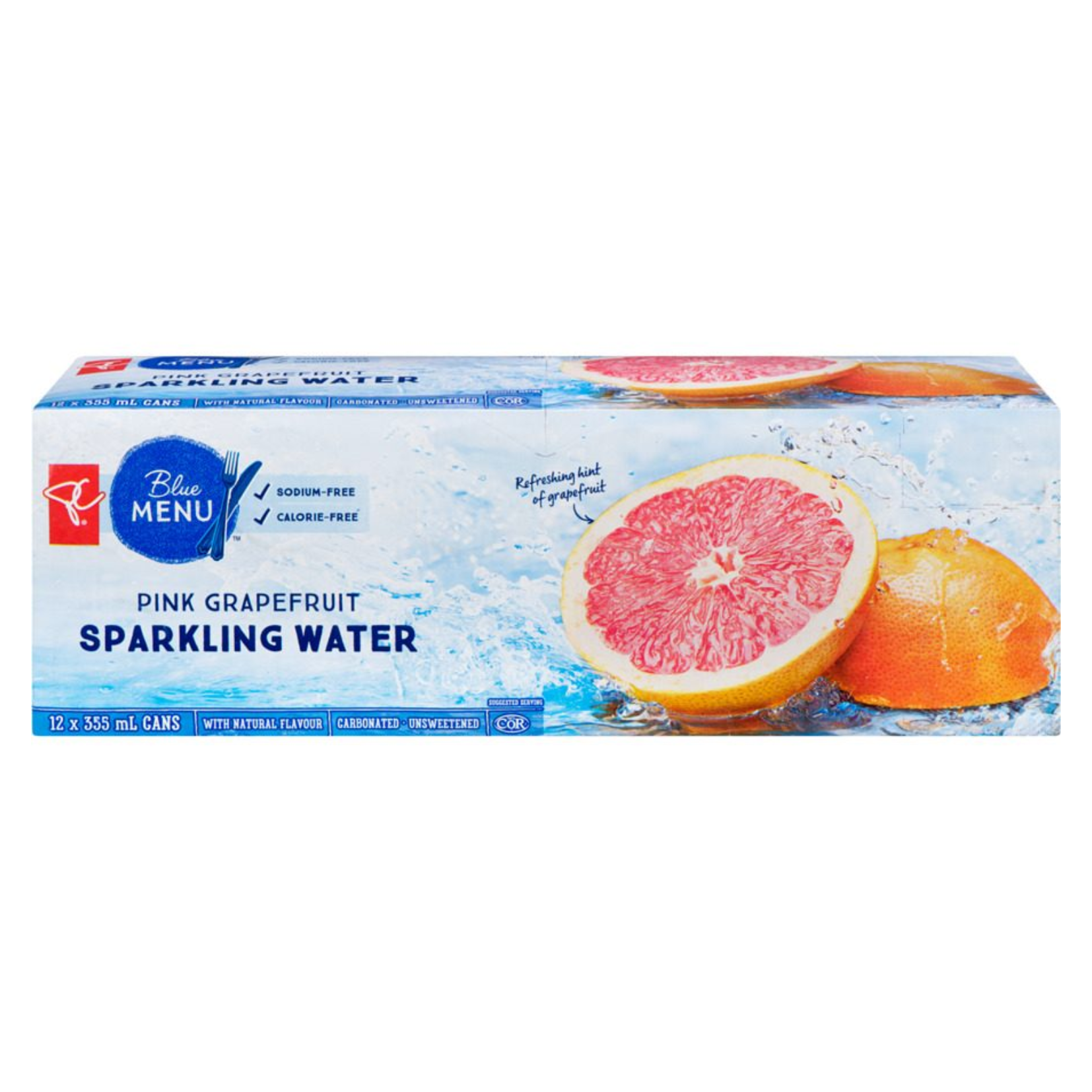 Blue Menu Pink Grapefruit Sparkling Water 355ml x 12