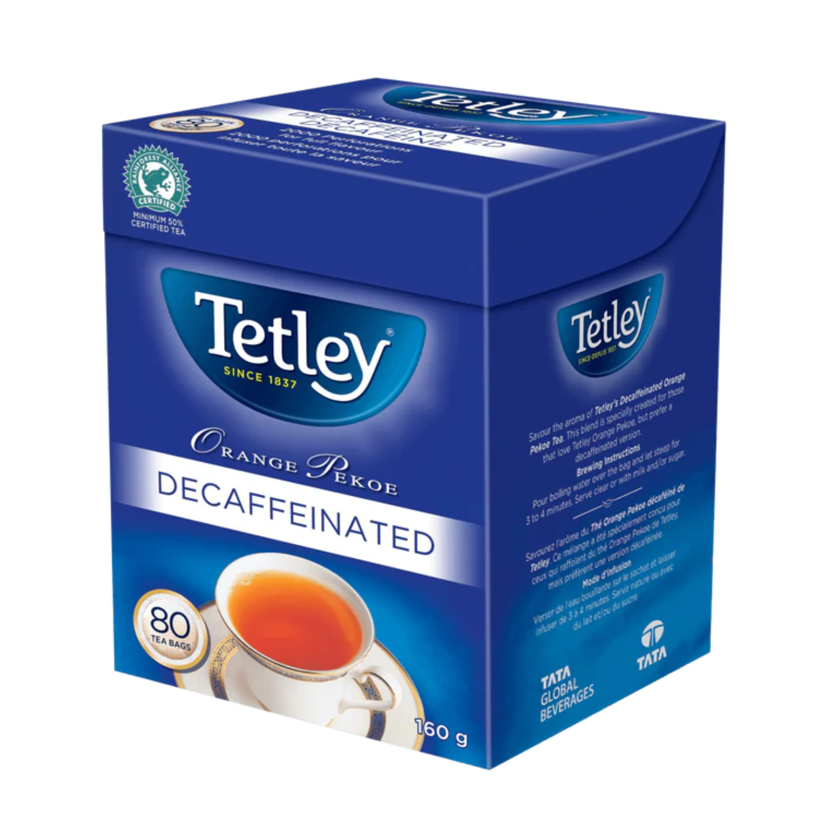 Tetley Orange Pekoe Decaffeinated Tea 80ct