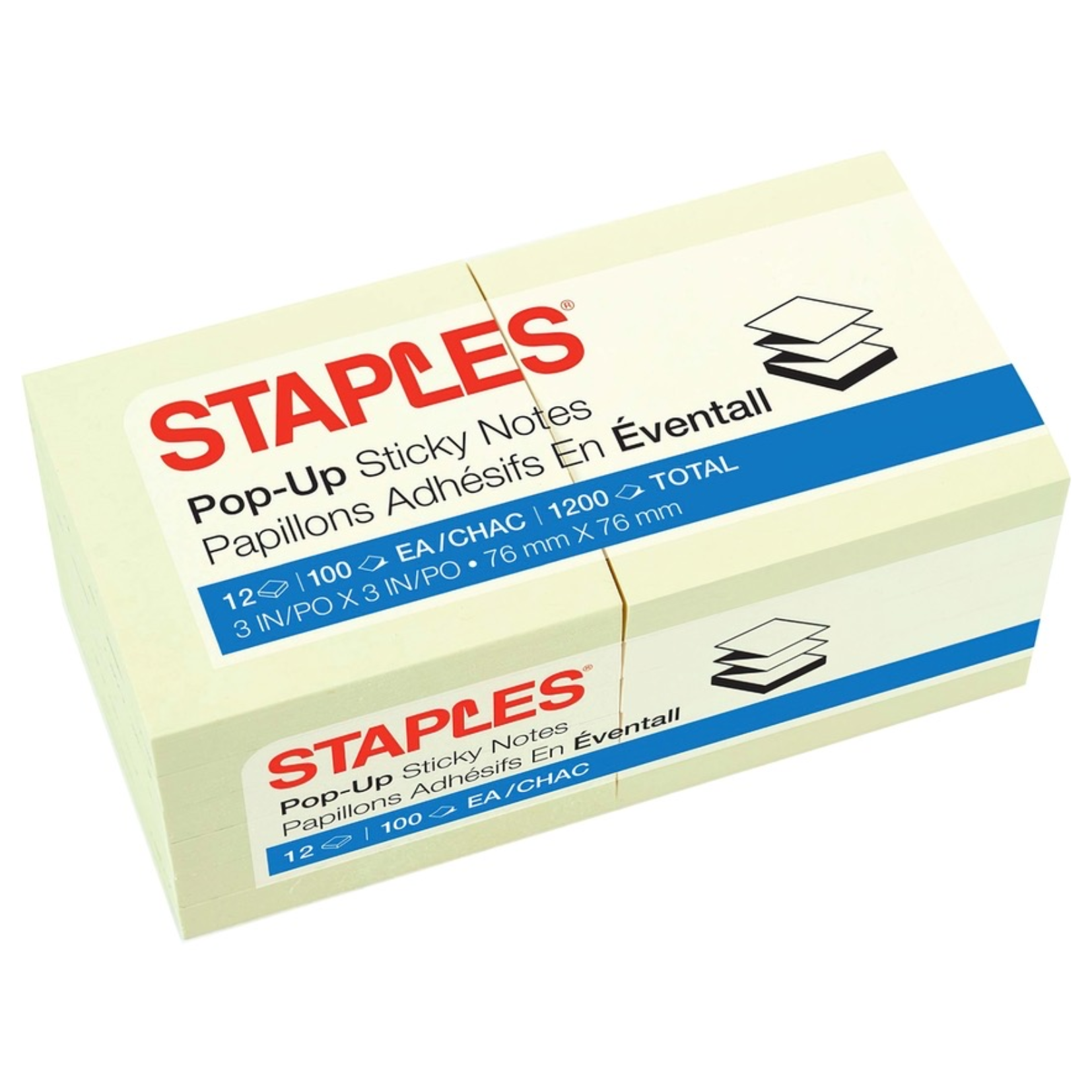 Staples Assorted Colors 3 x 3" Pop Up Sticky Notes