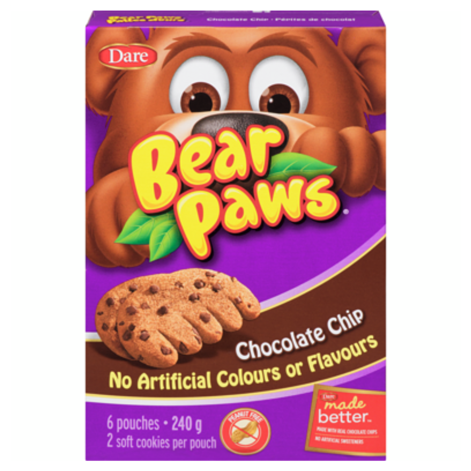 Dare Bear Paws Chocolate Chip Cookies 40g x 6