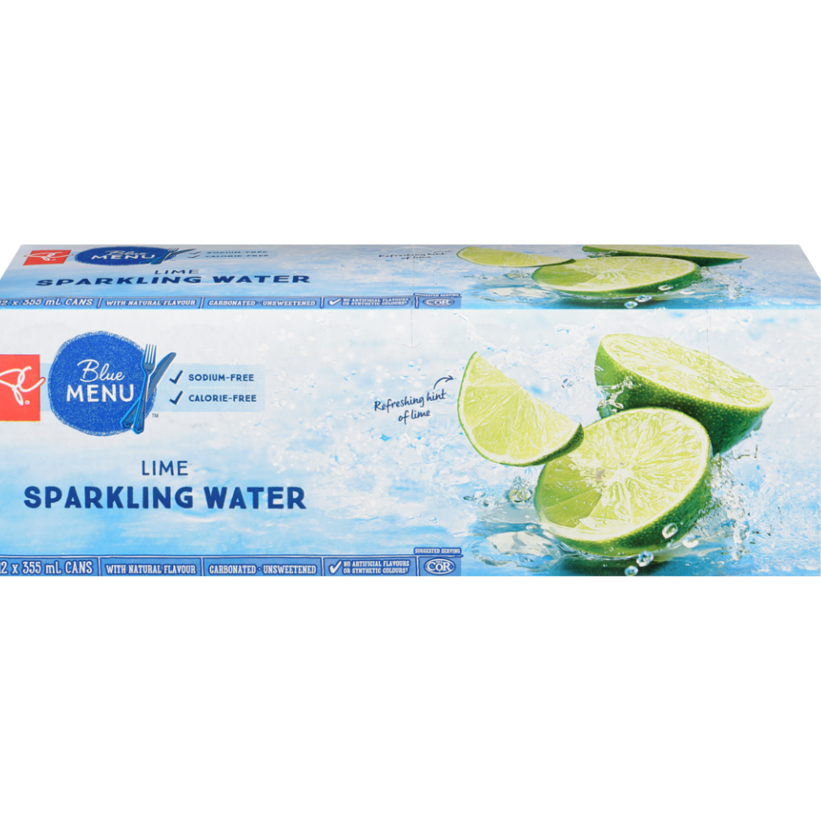 Blue Menu Lime Sparkling Water 355ml x 12