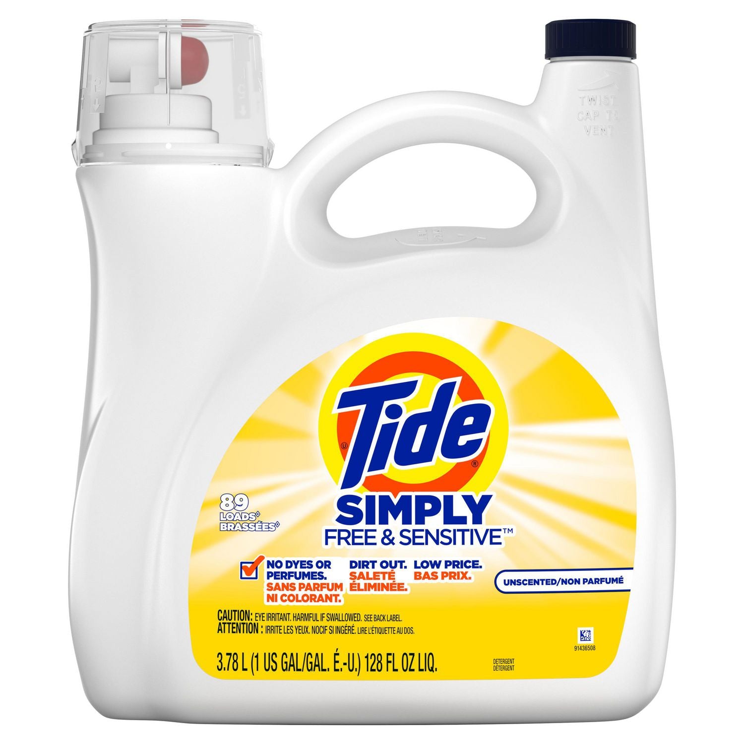 Tide Simply Free & Sensitive Laundry Detergent 3.4L