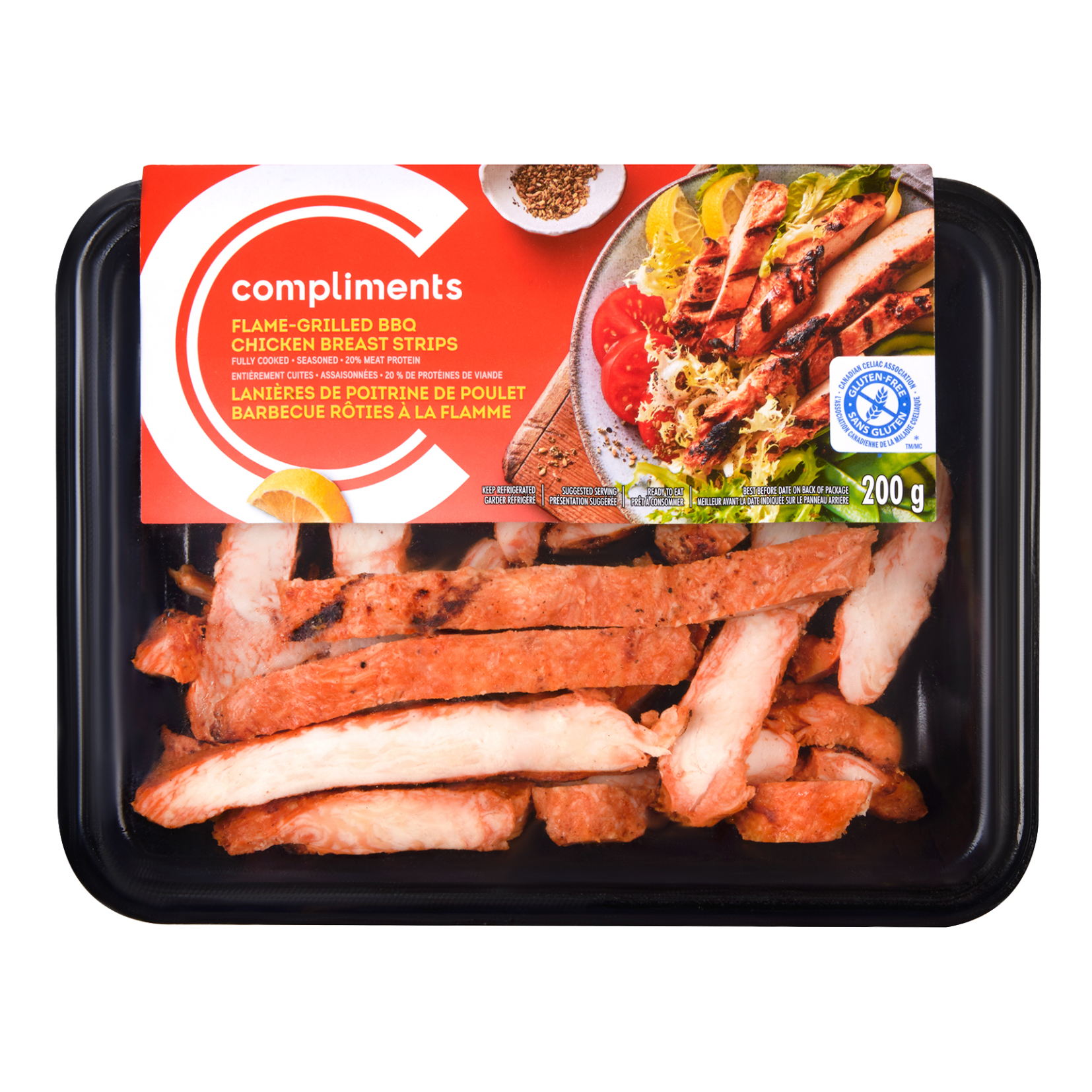 Compliments Flame-Grilled BBQ Chicken Breast Strips 200g