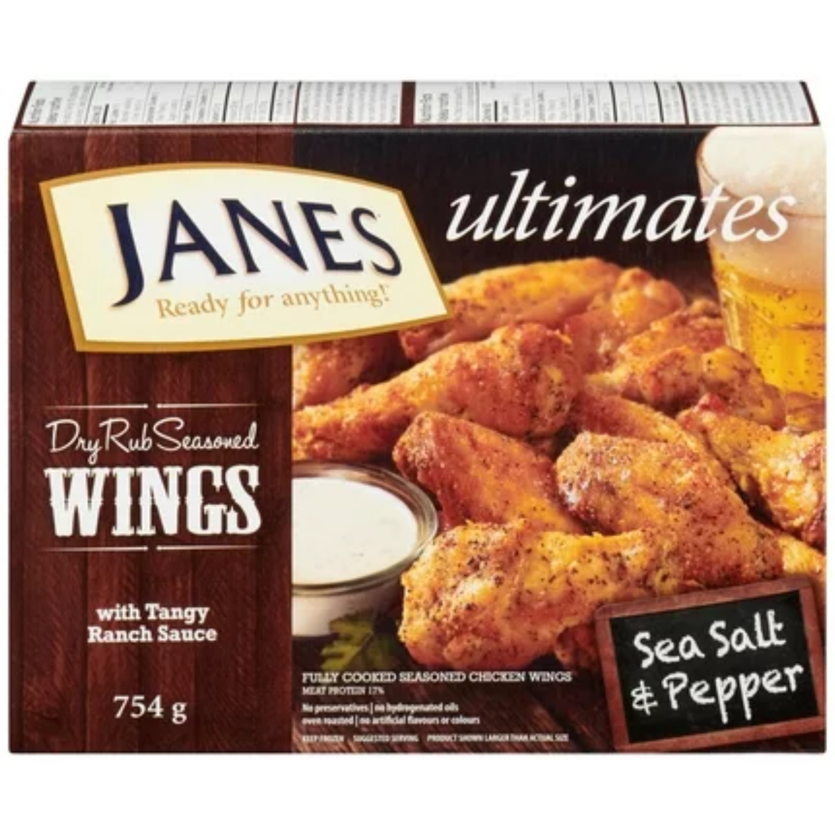Janes Dry Rub Seasoned Chicken Wings Sea Salt & Pepper 754g