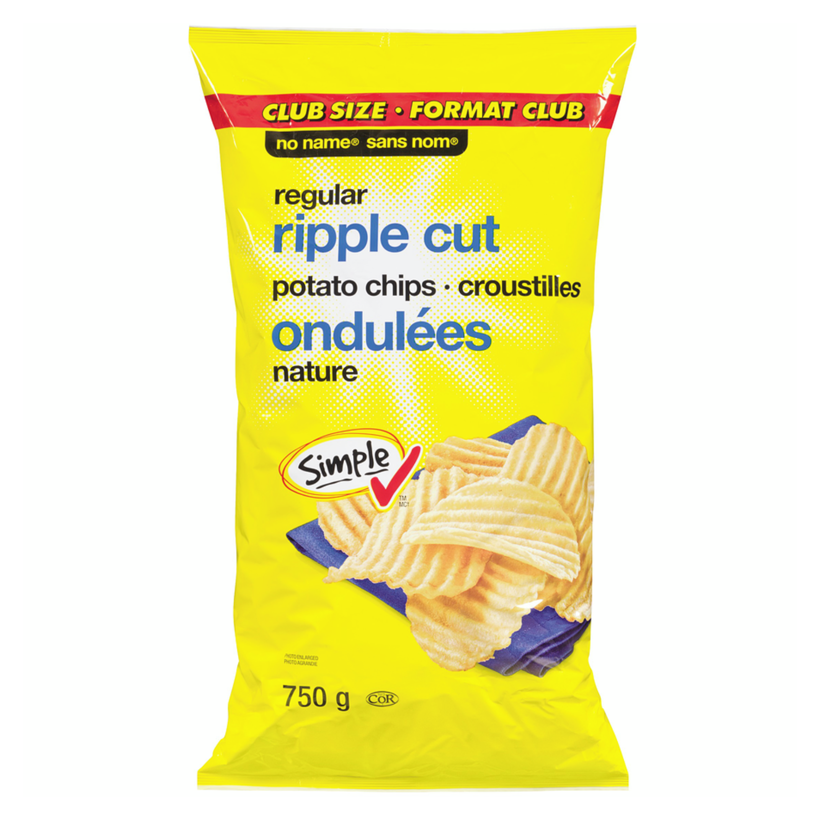 No Name Regular Ripple Potato Chips 750g