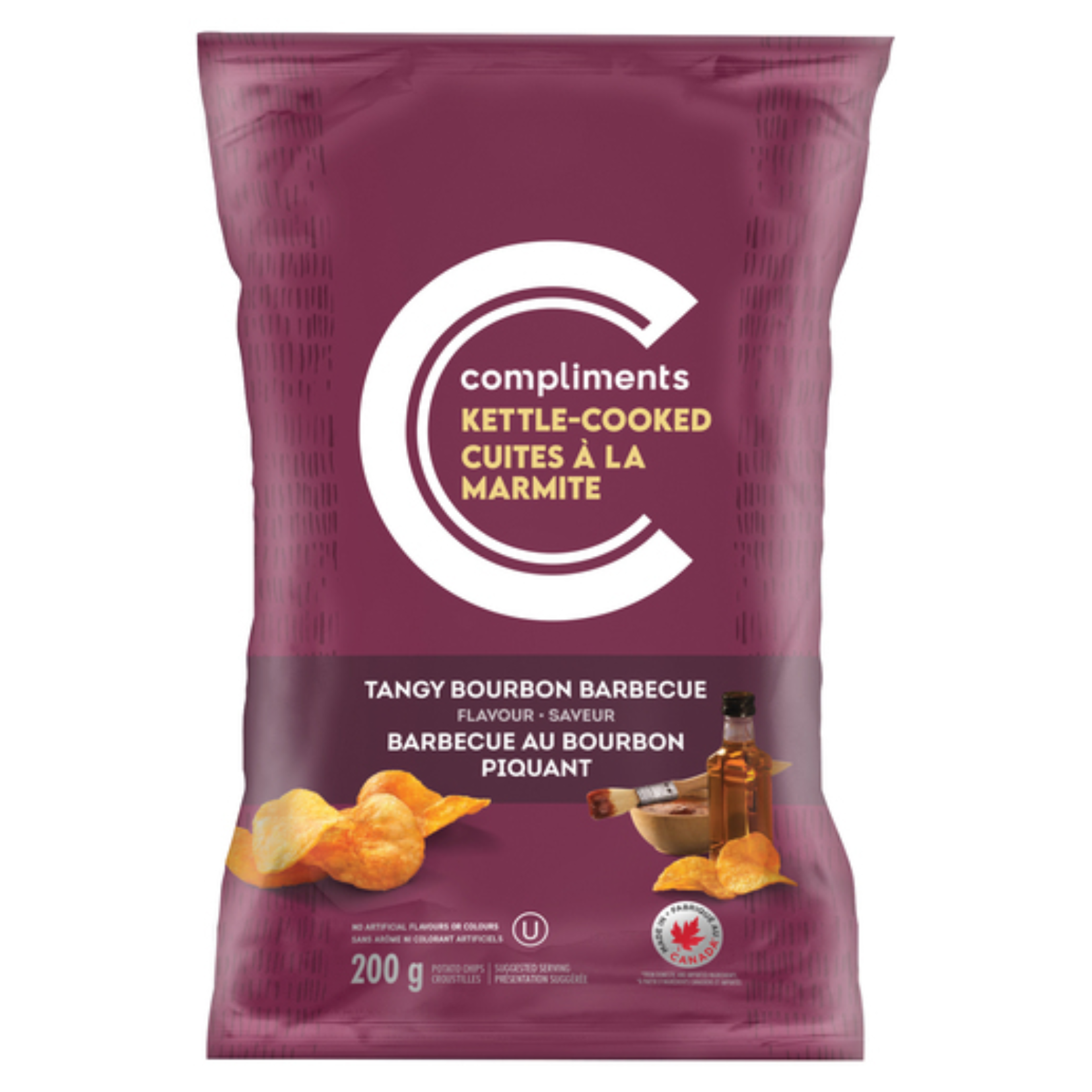 Compliments Sweet & Tangy Bourbon BBQ Kettle Cooked Potato Chips 200g