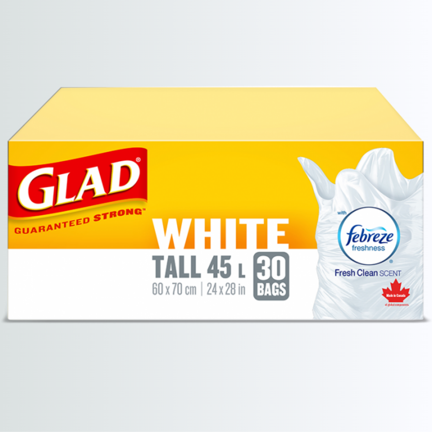 Glad White Tall Kitchen Bags With Febreze 45L x 30