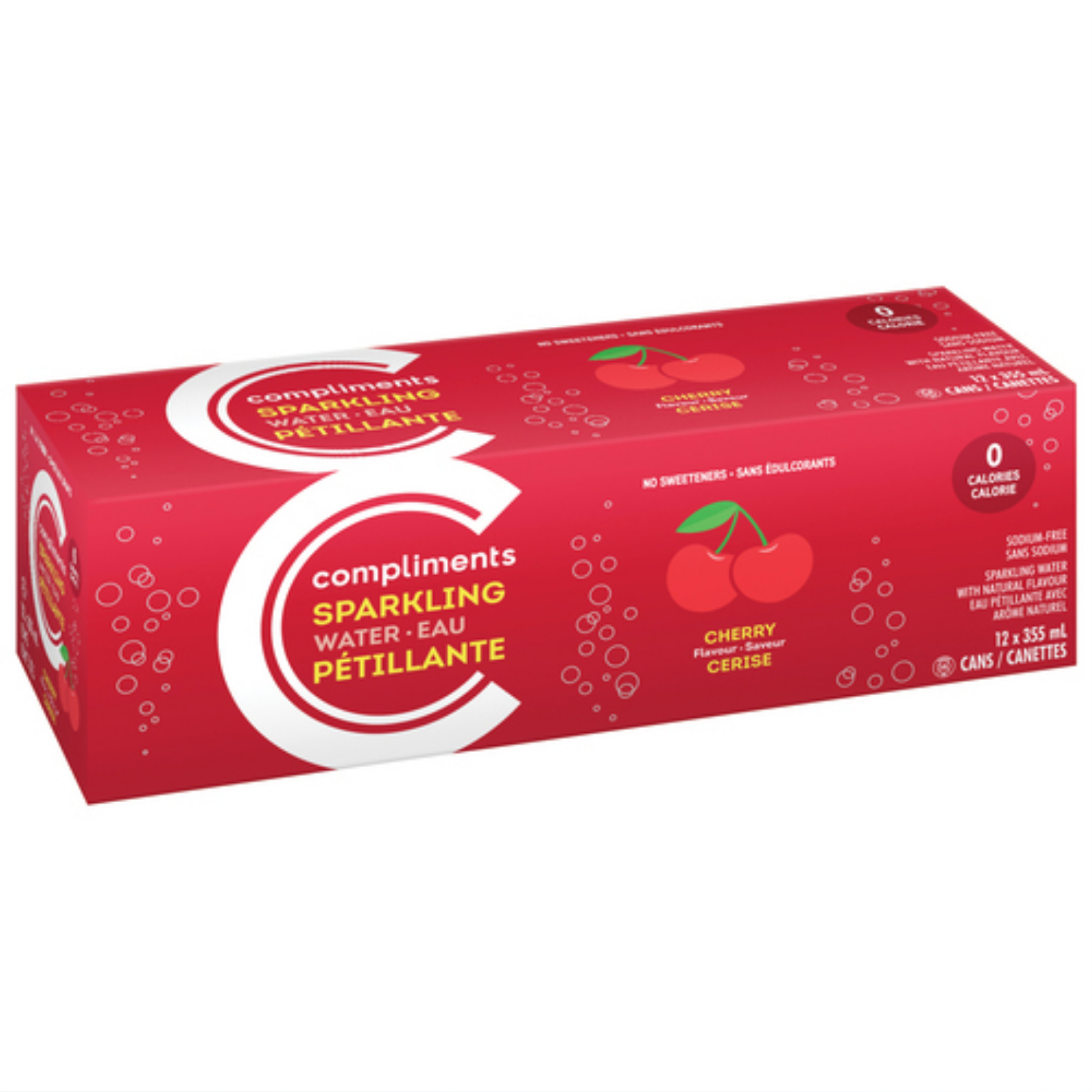 Compliments Cherry Sparkling Water 355ml x 12