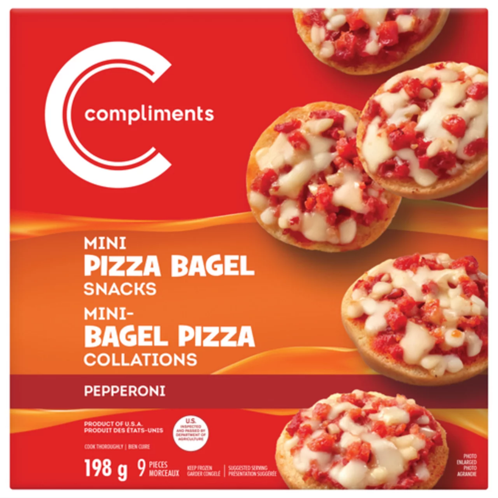 Compliments Mini Pepperoni Pizza Bagel Snacks 198g