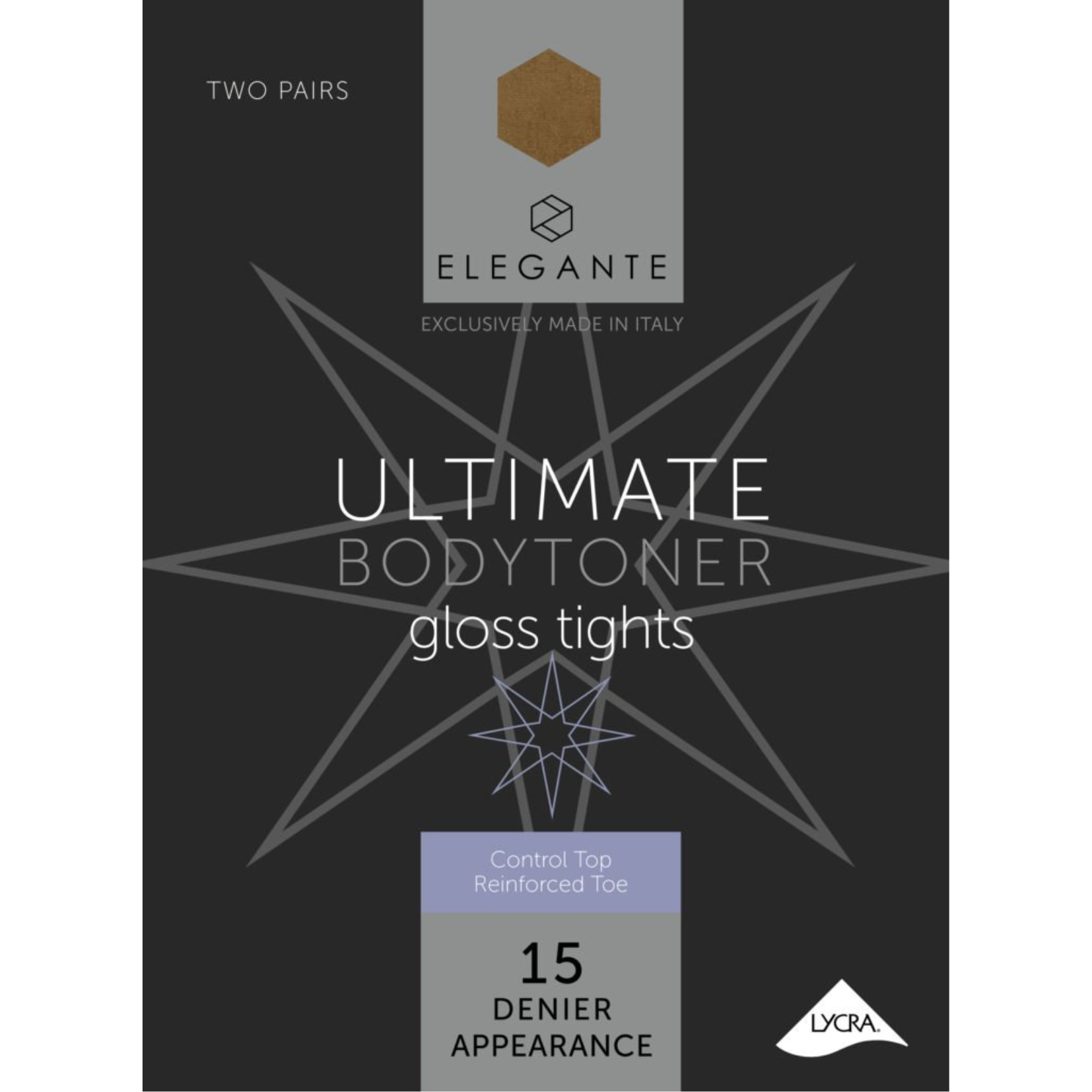 Elegante Black Ultimate Bodytoner Gloss Tights LG 2ct