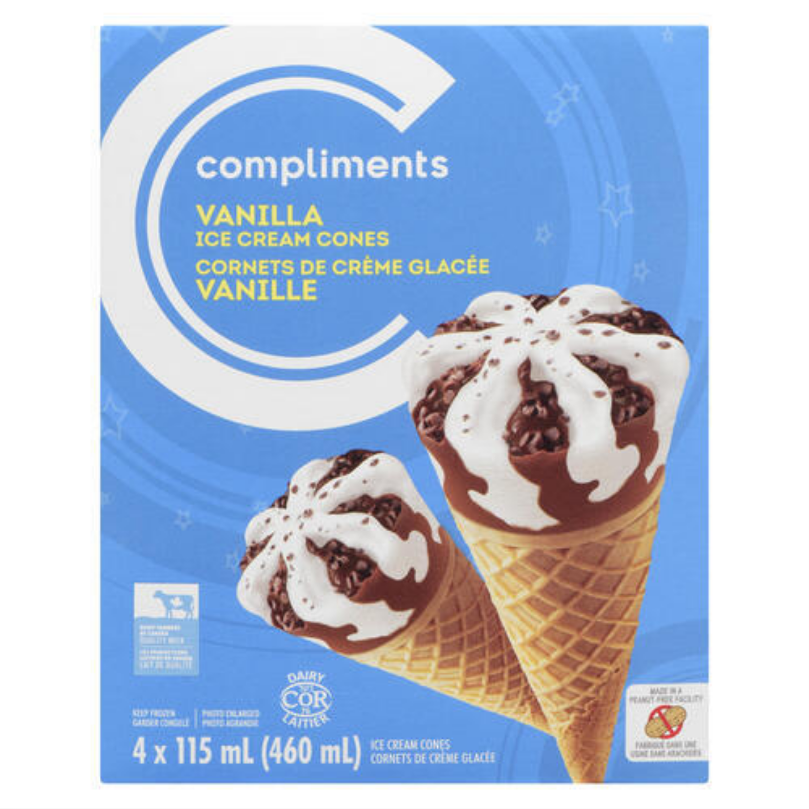 Compliments Vanilla Ice Cream Cone 4 x 115ml