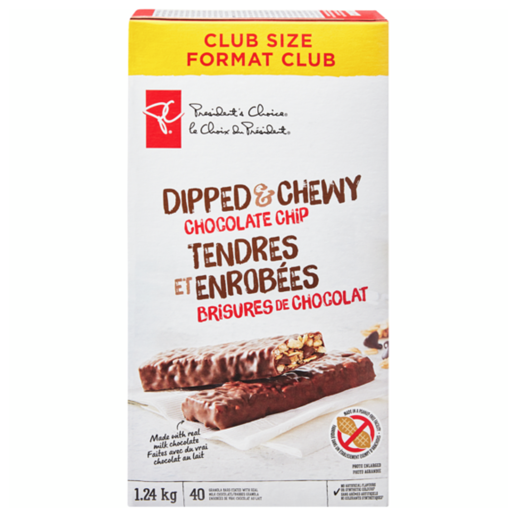 President's Choice Dipped & Chewy Chocolate Chip Granola Bars 31g x 40