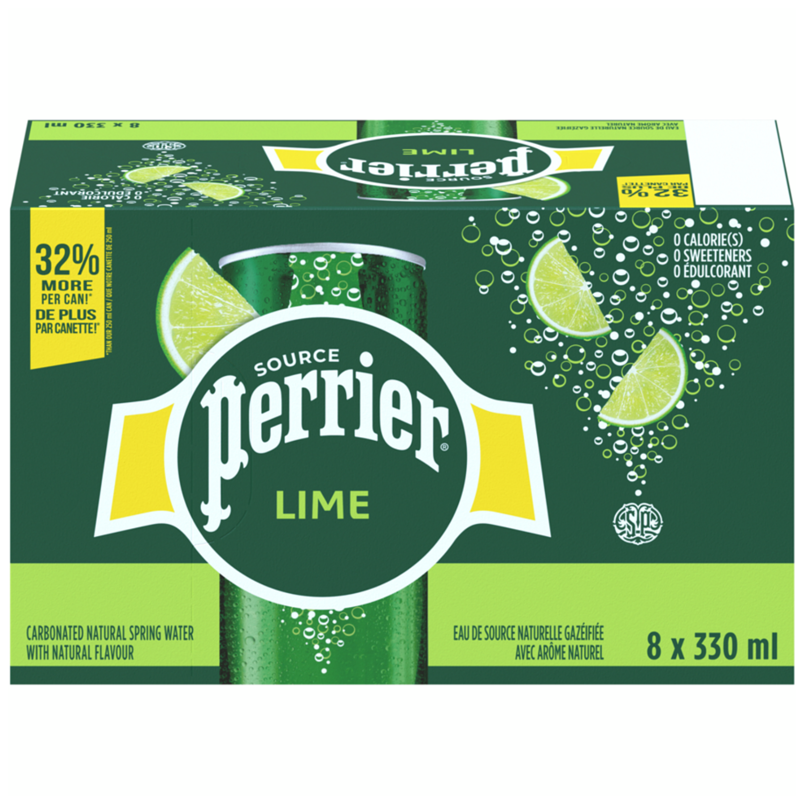 Perrier Lime Carbonated Spring Water 330ml x 8