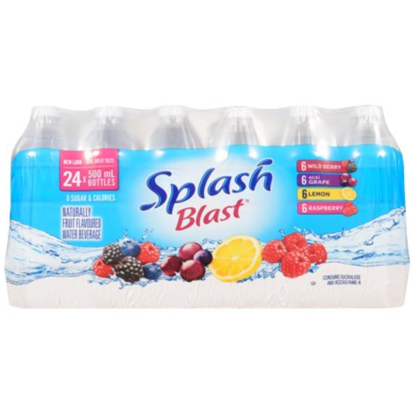 Splash Blast Assorted Flavor Water Bottles 500ml x 24