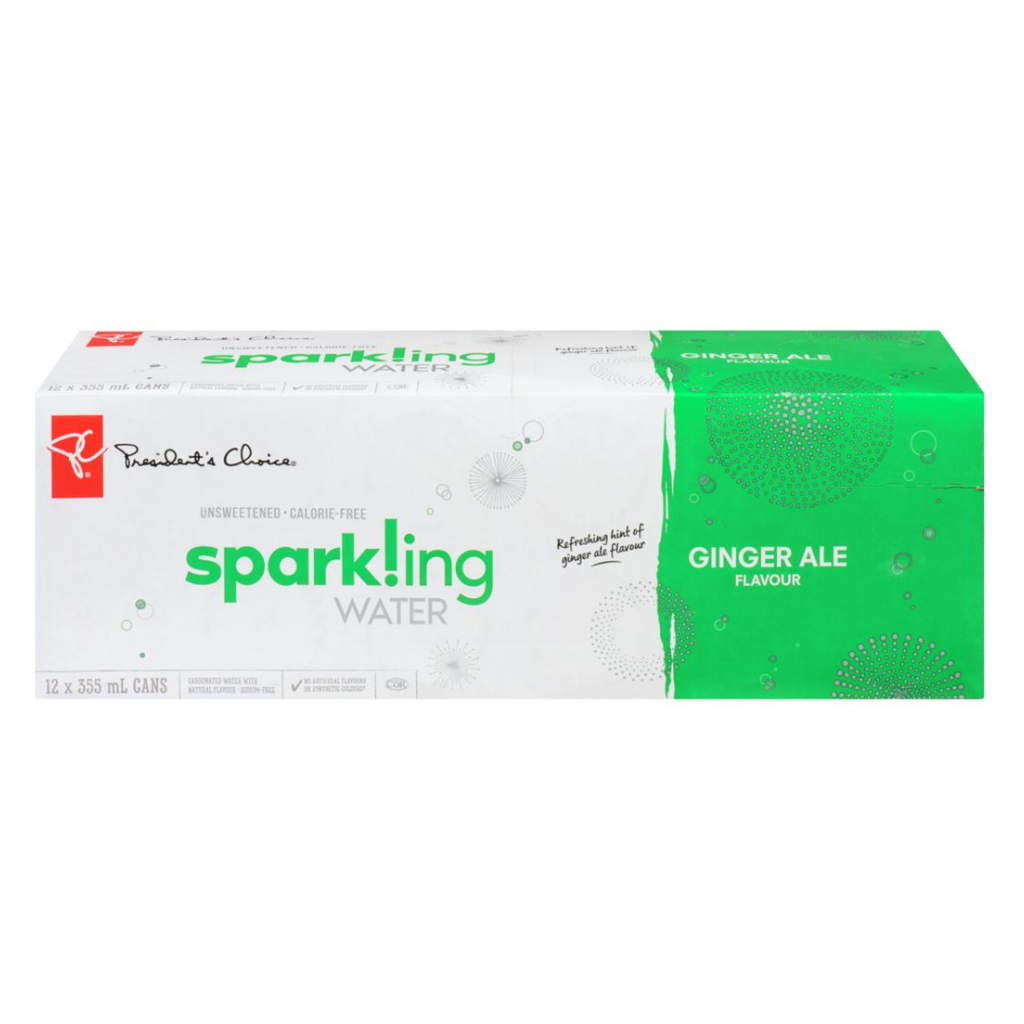 President's Choice Ginger Ale Flavour Sparkling Water 355ml x 12