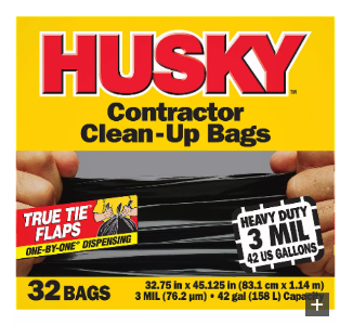 Husky Contractor Clean-Up Bags 3mil 32ct