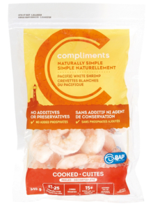 Compliments Naturally Simple Cooked & Peeled Pacific White Shrimp 21-25ct 340g