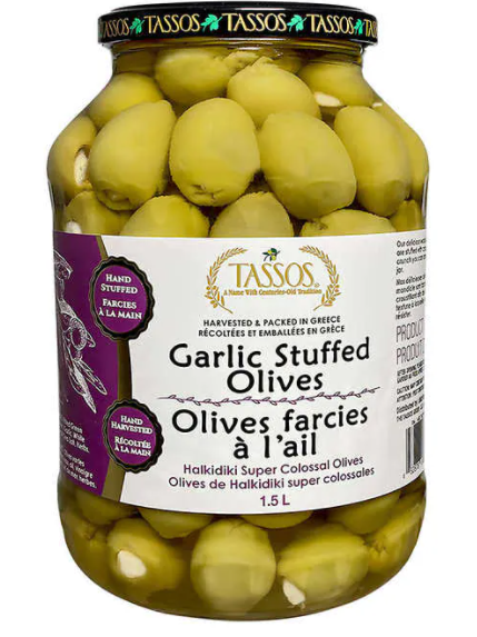 Tassos Garlic Stuffed Olives 1.5L