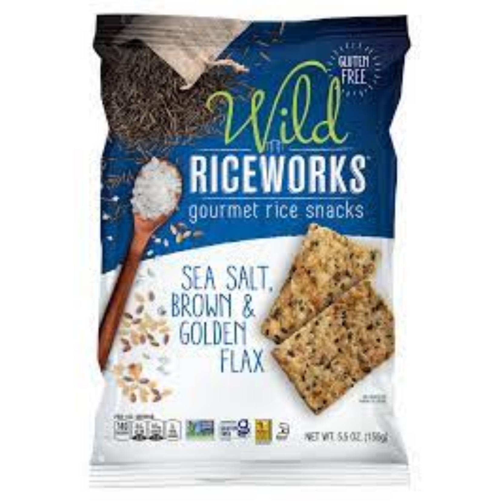 Wild RiceWorks Sea Salt , Brown & Golden Flax Snacks 155g