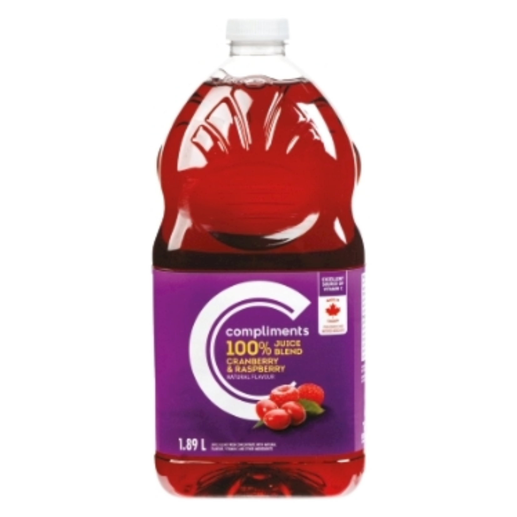 Compliments 100% Cranberry & Raspberry Juice Blend 1.89L