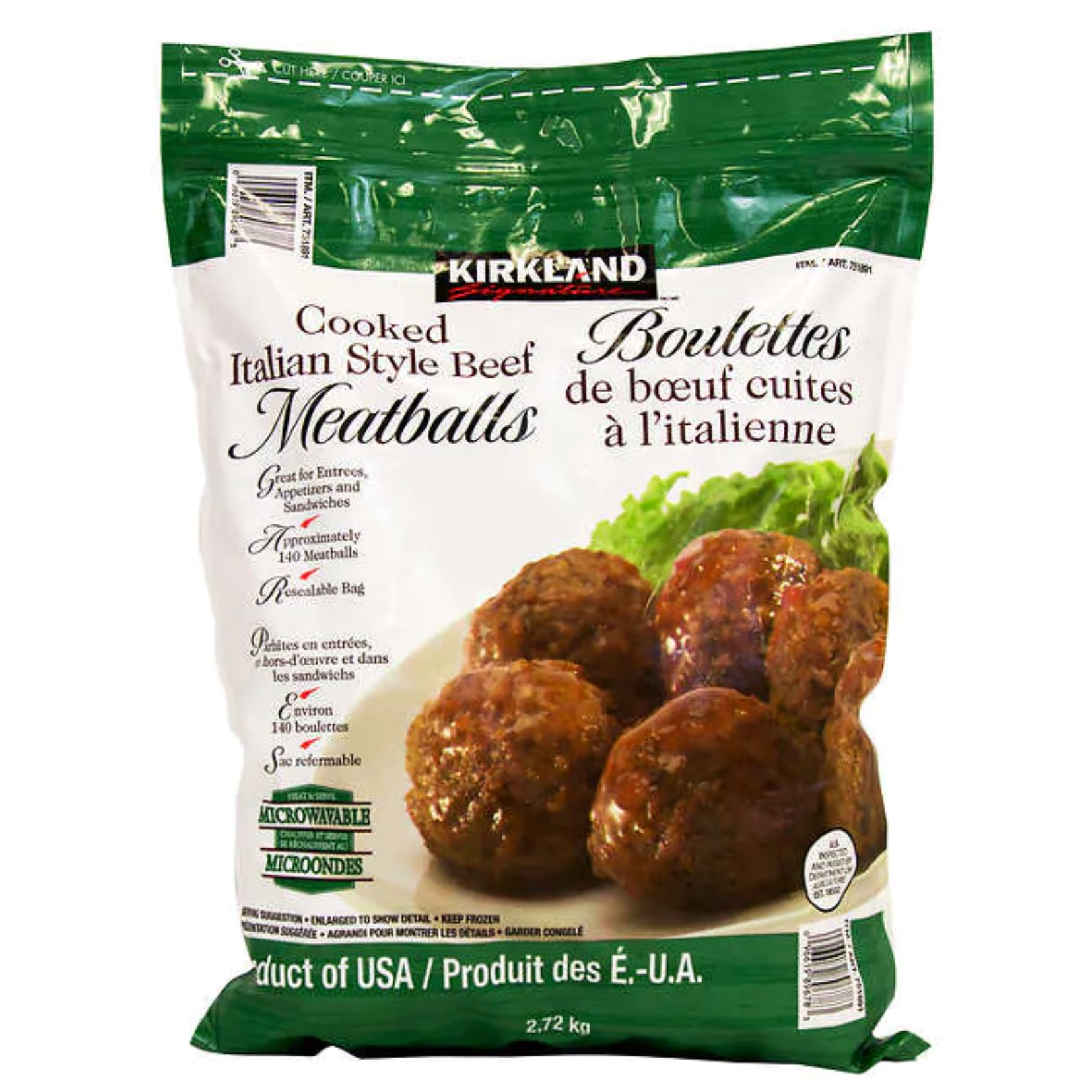 Kirkland Cooked Italian Style Beef Meatballs 2.72kg