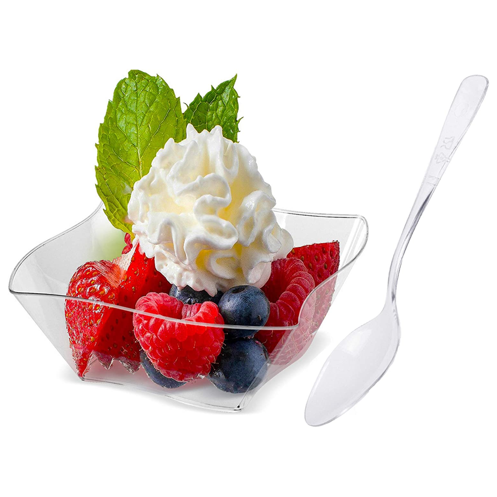 Plastic Dessert Cups 5oz With Spoons 20ct