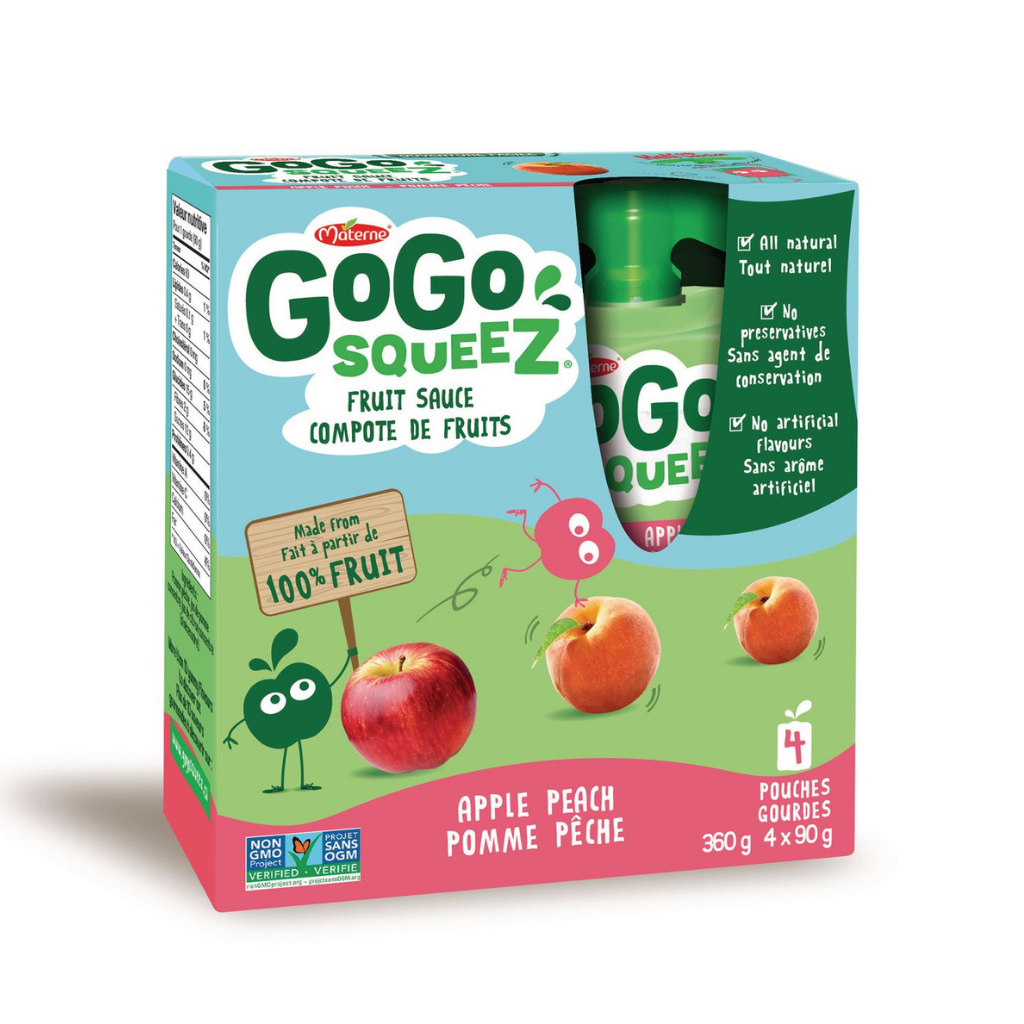 Materne Go Go Squeez Apple Peach Fruit Sauce 90g x 4