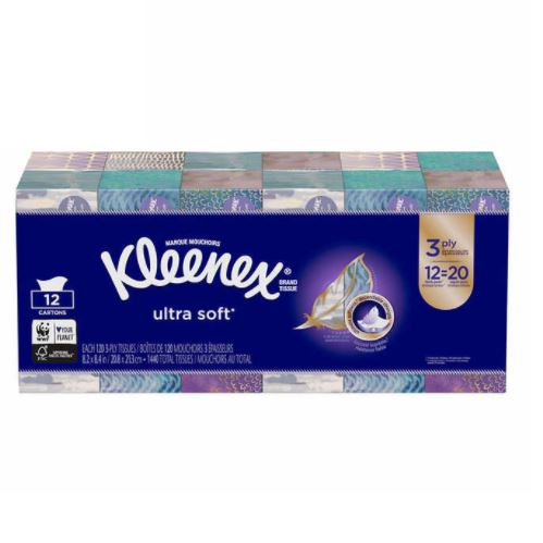 Kleenex Ultra Soft 3-Ply Facial Tissue 120ct x 12
